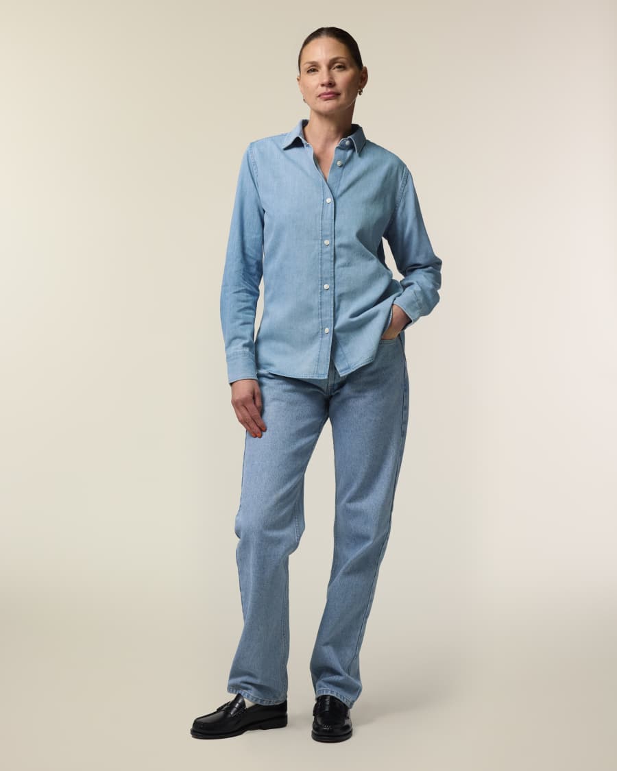 Stella Denim Shirt — Light Wash