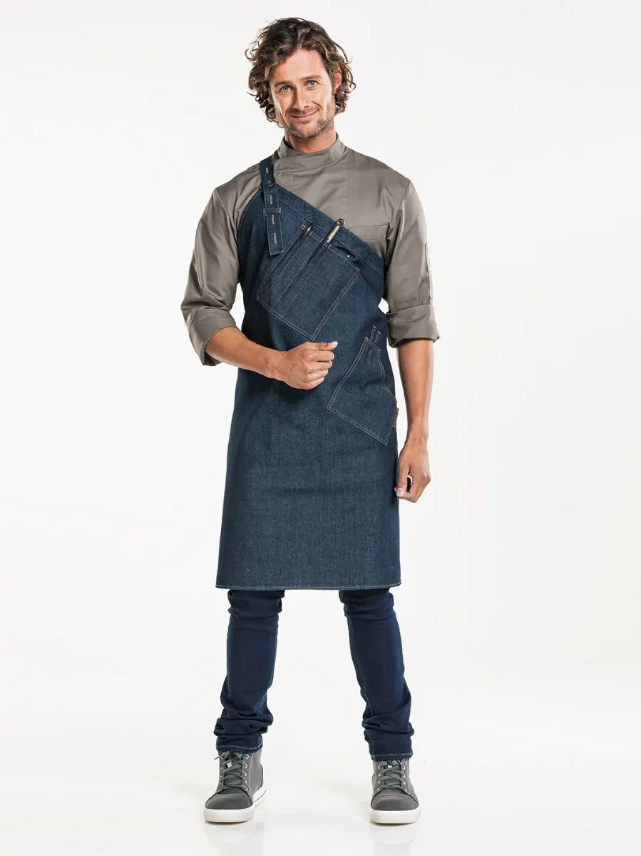 Grembiule Skew asimmetrico in denim — Denim blu