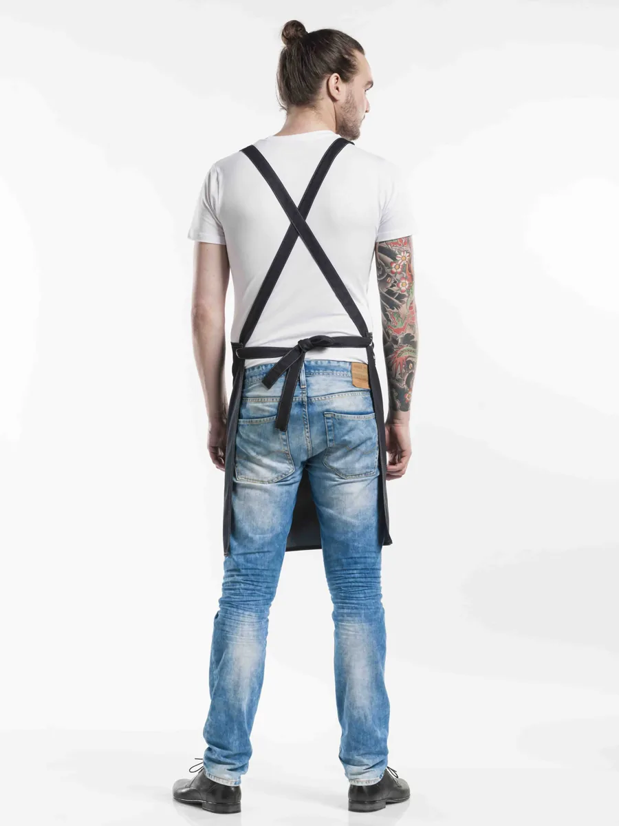 Grembiule Fusion corto con fettucce incrociate — Denim nero
