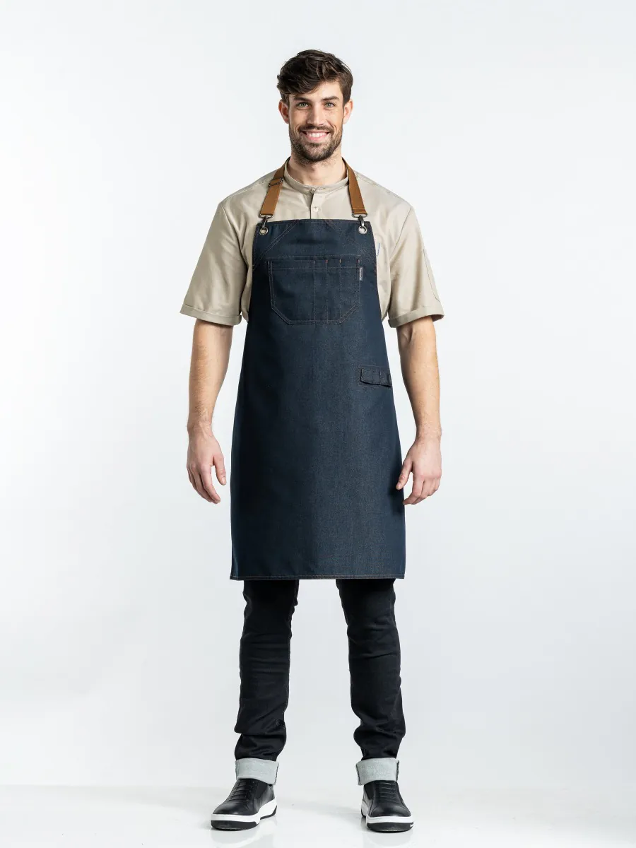 Grembiule Clip con fettucce sganciabili — Denim nero